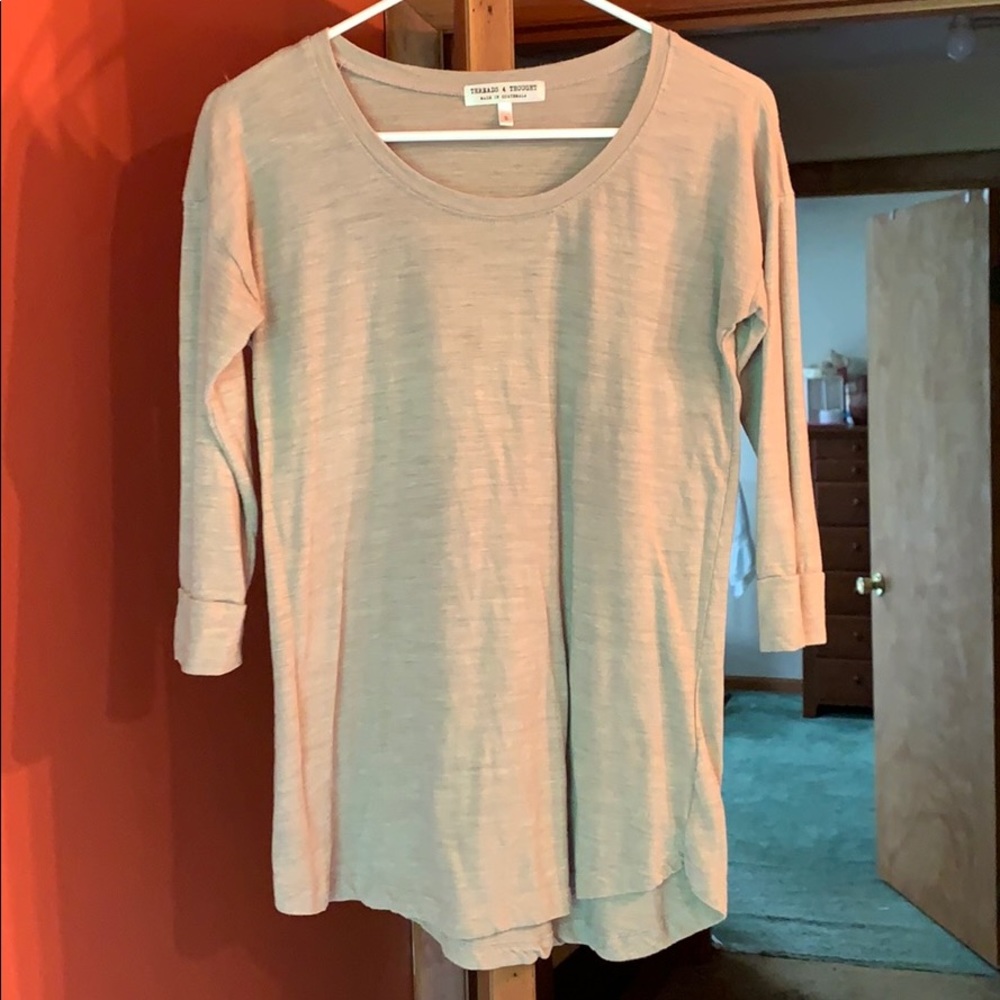 tan shirt